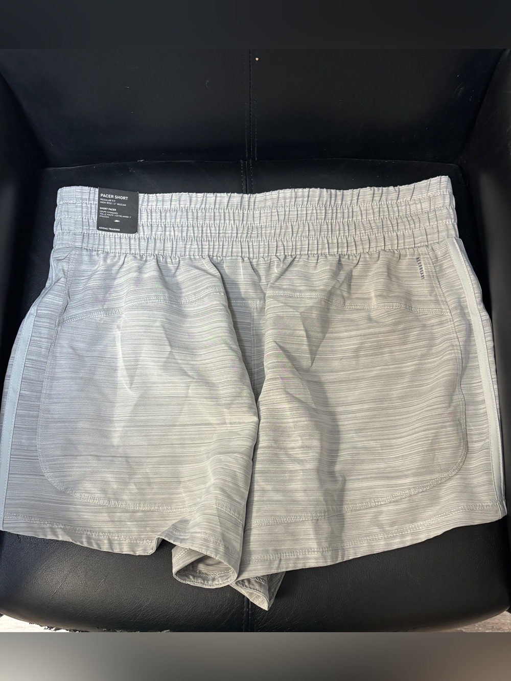 NWT Adidas Women’s Pacer Training 3-Stripes High Rise Shorts Gray XL 3” Inseam